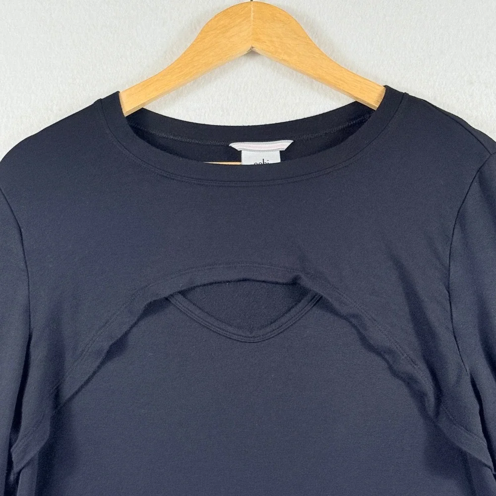 Cabi Cutout Layered Top Womens Large Black Long Sleeve Edgy Capsule Chic Modern